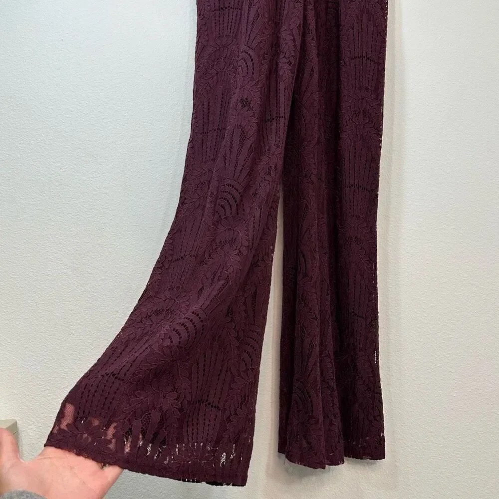 Altar’d State Madie Purple All Over Lace Jumpsuit Romper Womens Medium Boho Chic